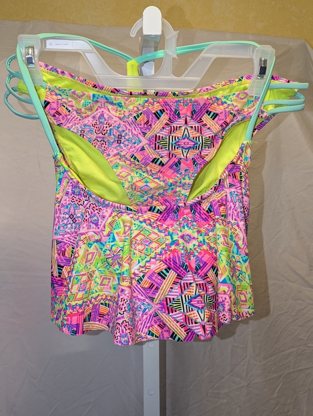 Arizona Jean Co. Neon Geometric Tribal Flounce Bikini Set - Size L